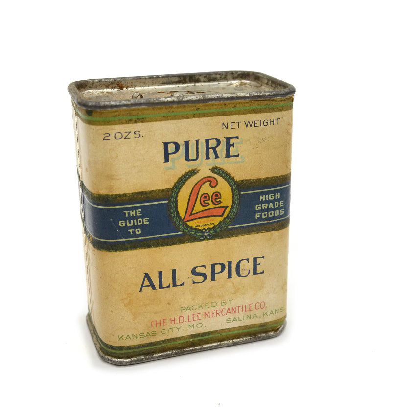 1920's THE HDLEE MERCANTILE CO. PAPER LABEL ALL SPICE TIN CAN...