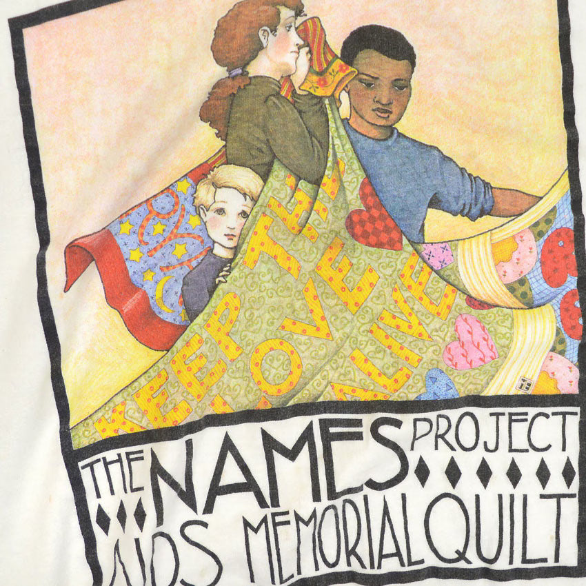 1990's STAFFORD BLAINE AIDS MEMORIAL QUILT FOLK ART T-SHIRT ... L