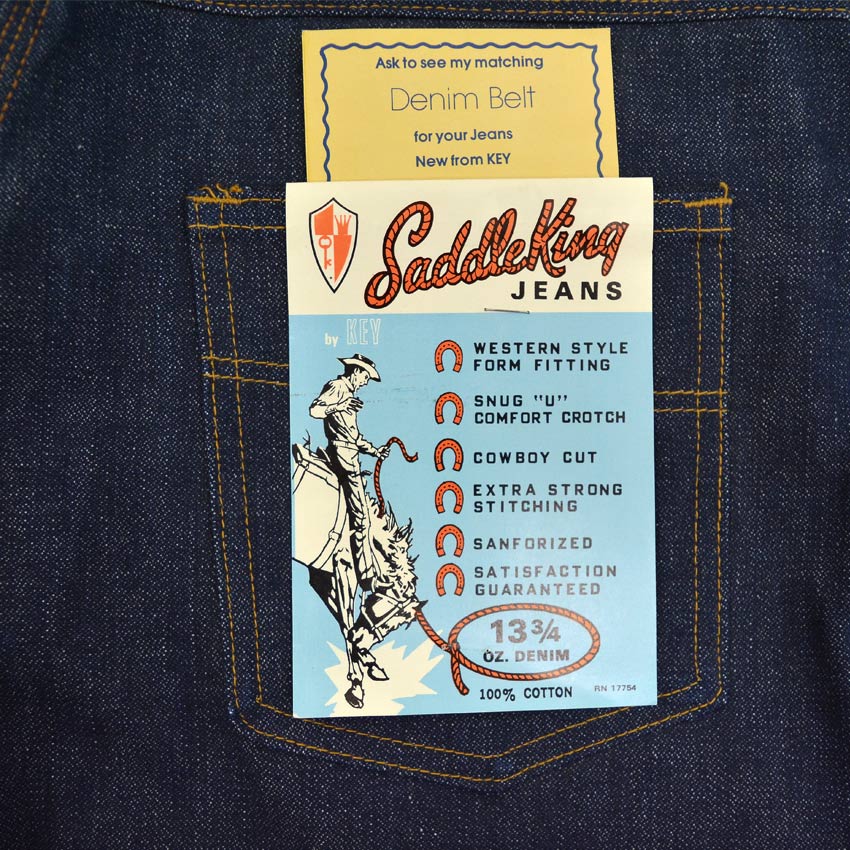 ~1970's DEADSTOCK Saddle King JEANS by KEY DENIM PANTS... W33 L36
