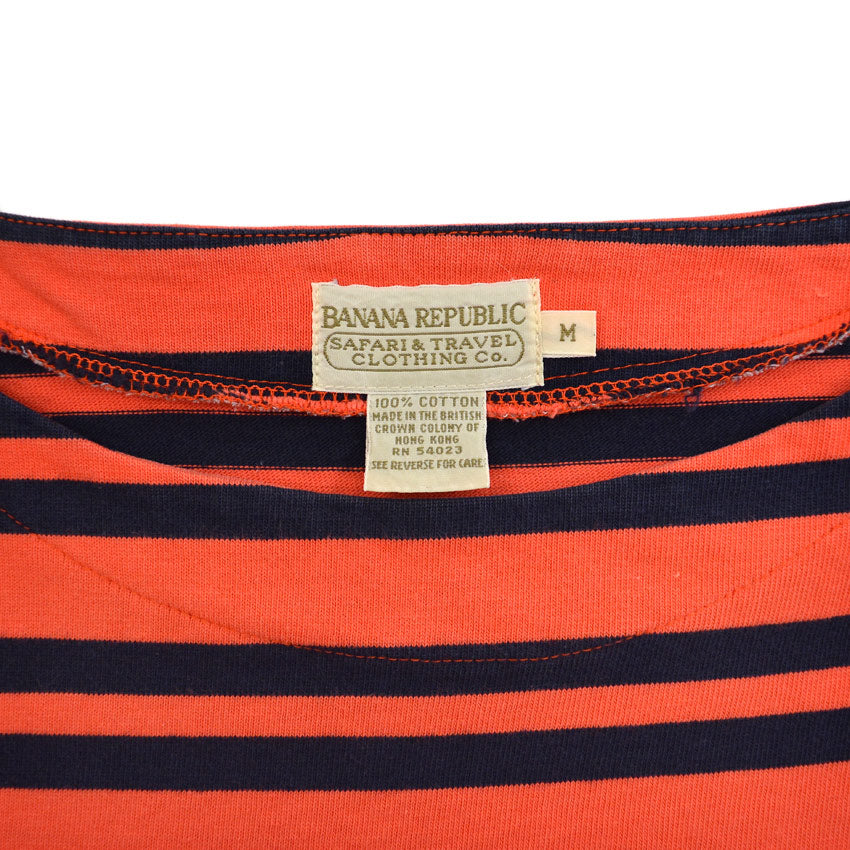 1980's BANANA REPUBLIC SAFARI & TRAVEL BOAT NECK L/S SHIRT ... M