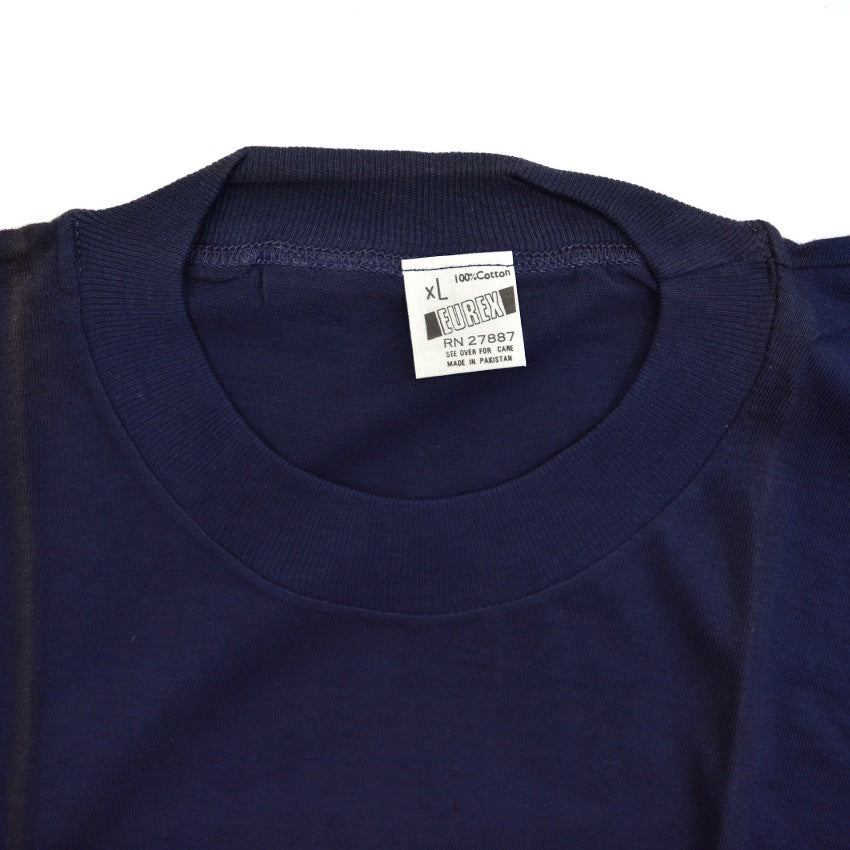 1980's DEADSTOCK EUREX Paki cotton POCKET PACK TEE NAVY... XL