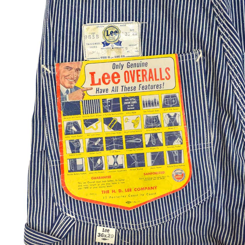 〜1960's DEADSTOCK Lee 98SB HICKORY STRIPE OVERALL ... W36 L29