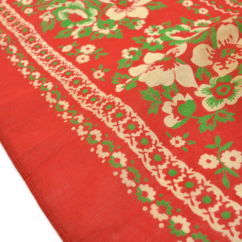 1920's~ DEADSTOCK FLORAL TURKEY RED BANDANA...