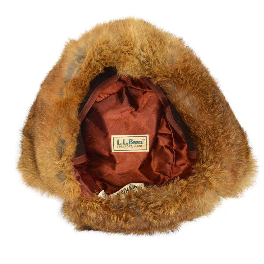 ~1980's LLBEAN NORTH KING NATURAL RABBIT FUR HAT...XL