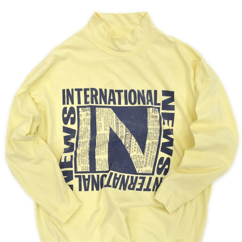 1980's NEWS INTERNATIONAL NEWS MOCK NECK L/S T-SHIRT ... M