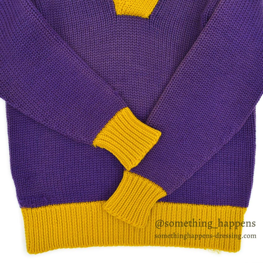 1930's~ TWO TONE SHAWL COLLAR PULLOVER WOOL SWEATER...