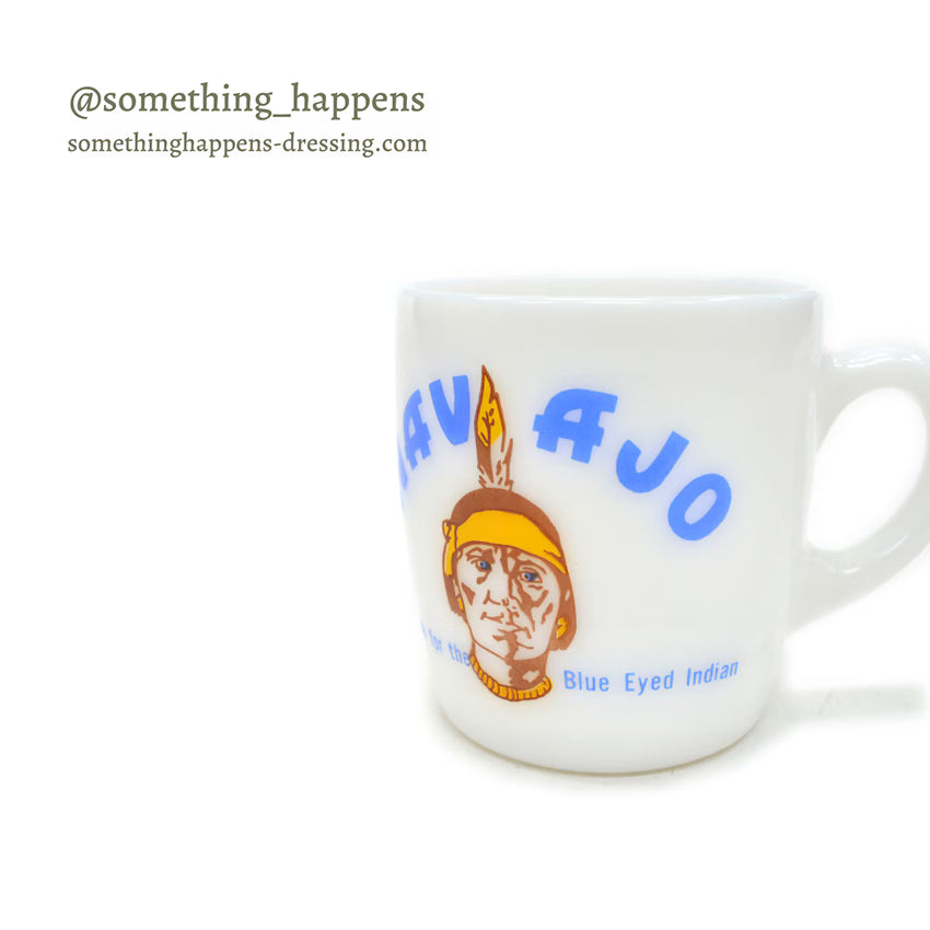 OLD NAVAJO FACE ADVERTISING MILK GLASS MUG... MINT