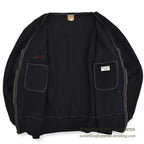 ~60's UNITOG BLACK ZIP UP WOOL JACKET...X-LARGE LONG