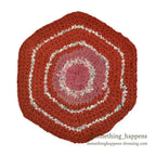 OLD AMERICAN HEXAGON BRAIDED RUG HANDMADE ... 小 50cm×47cm