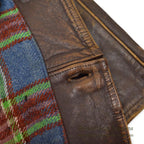 OLD FRANCE DOUBLE BREASTED BROWN LEATHER COAT MADE BY GVF...