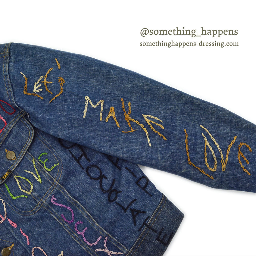 1970's Lee EMBROIDERY DENIM JACKET ... Fits like 44