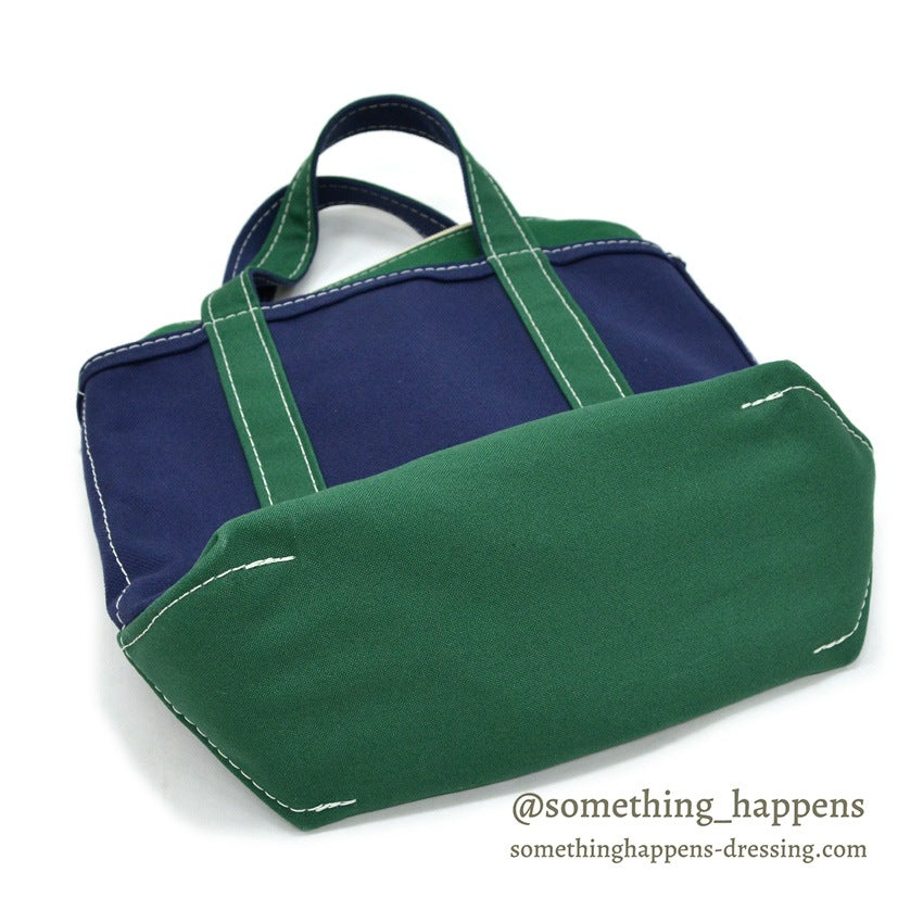 DEADSTOCK LLBEAN BOAT AND TOTE ZIP-TOP NAVY & GREEN... SMALL