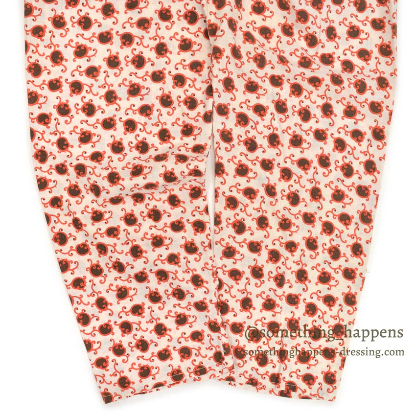 1950's DECORATIVE PATTERN PRINT COTTON PAJAMAS SHIRT & PANTS...