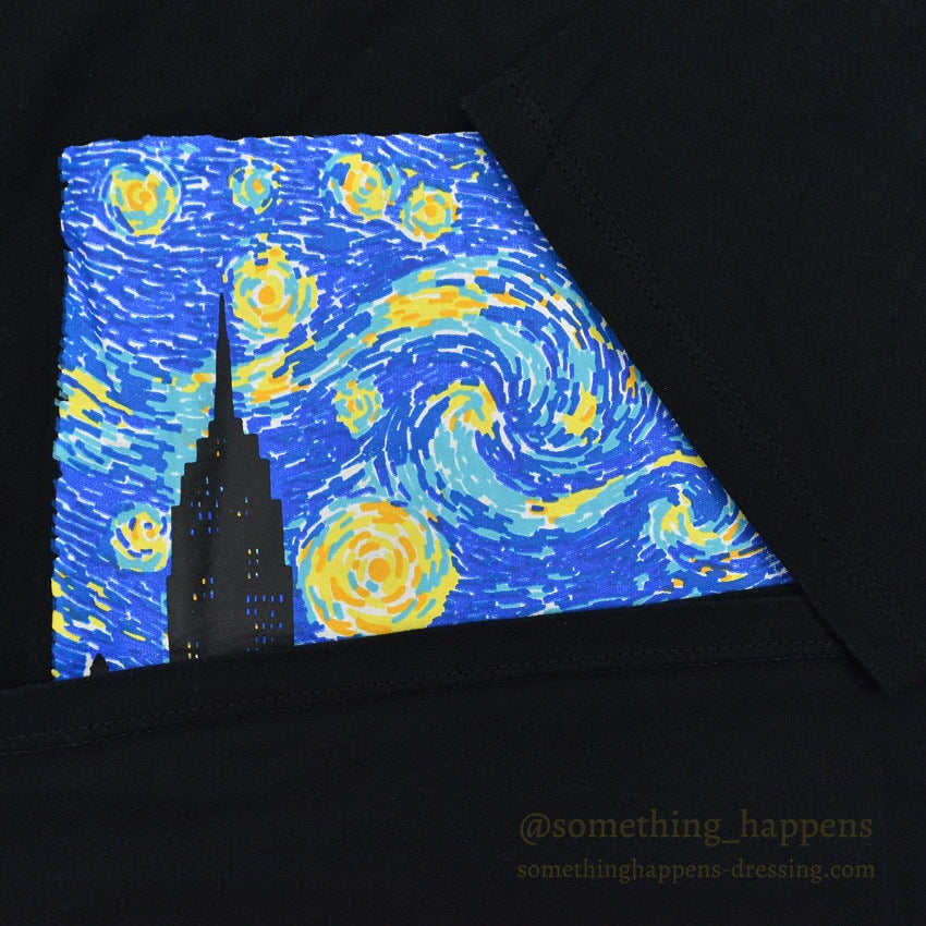 1990's JERZEES STARRY NEW YORK NIGHT ゴッホ パロディ ART T-SHIRT ... L