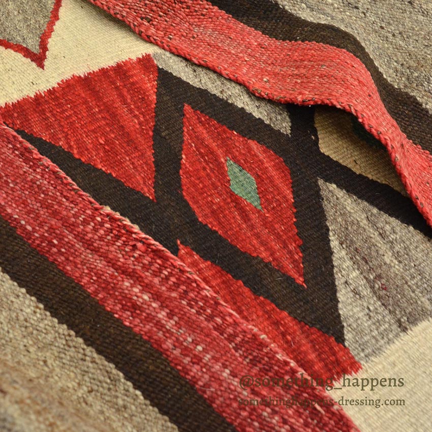 c.1940's NAVAJO RUG DIAMONDS & ZIGZAG PATTERN... 174cm/93cm