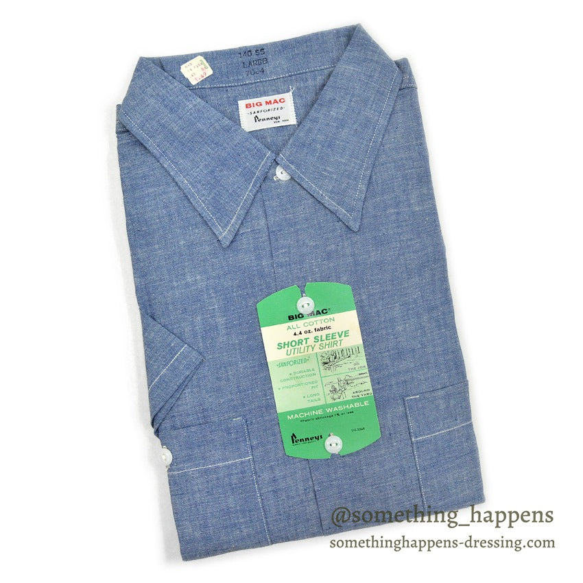 1960's DEADSTOCK BIGMAC PENNEYS CHAMBRAY S/S SHIRTS ... L