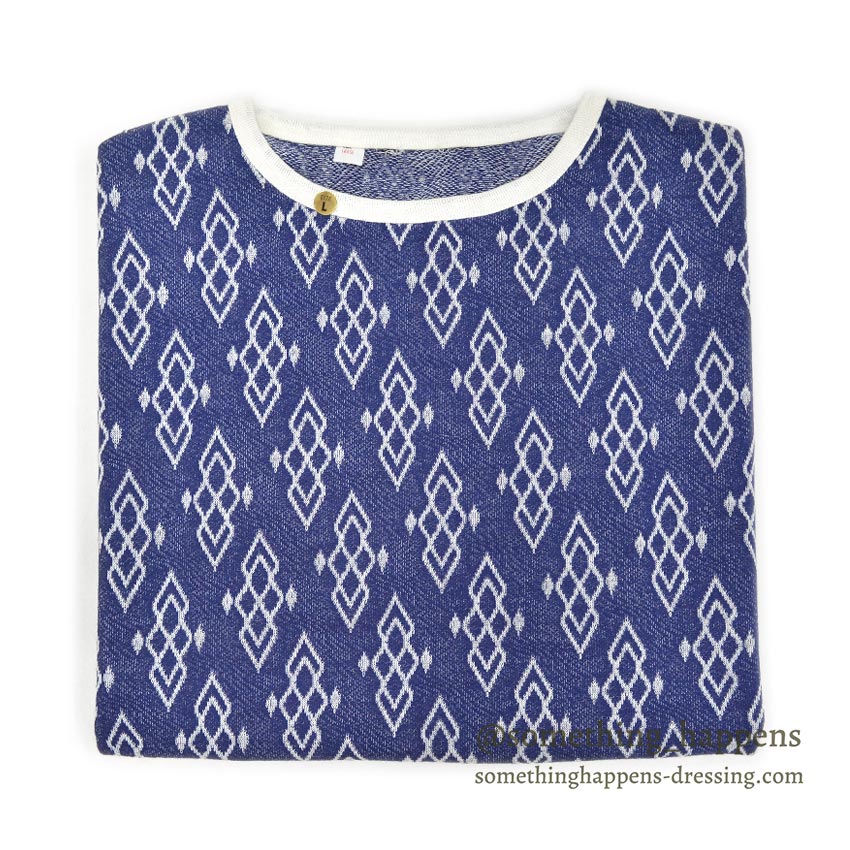 1960's〜 DEADSTOCK ELY&WALKER LEISURE KNITS JACQUARD T-SHIRT BLUE ... L