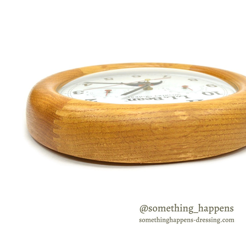 LLBEAN WOOD WALL CLOCK WEATHER STATION...