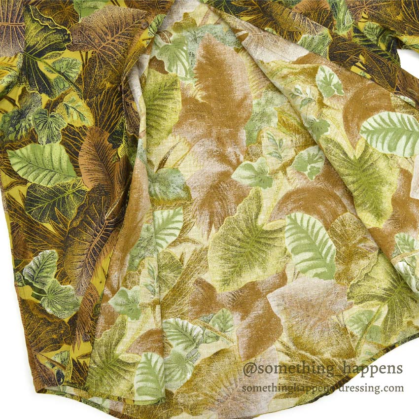 1980's BANANA REPUBLIC SAFARI & TRAVEL LEAF PRINT S/S SHIRT ... S