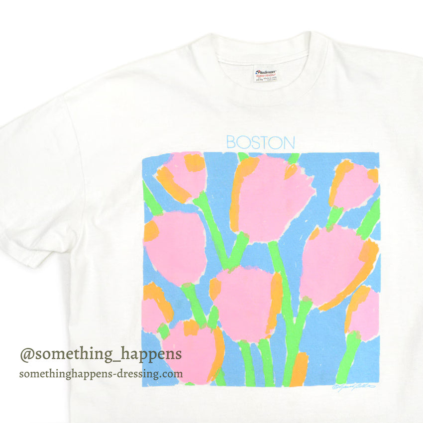 1980's〜 STEDMAN BOSTON FLORAL ART PRINT T-SHIRT ... XL