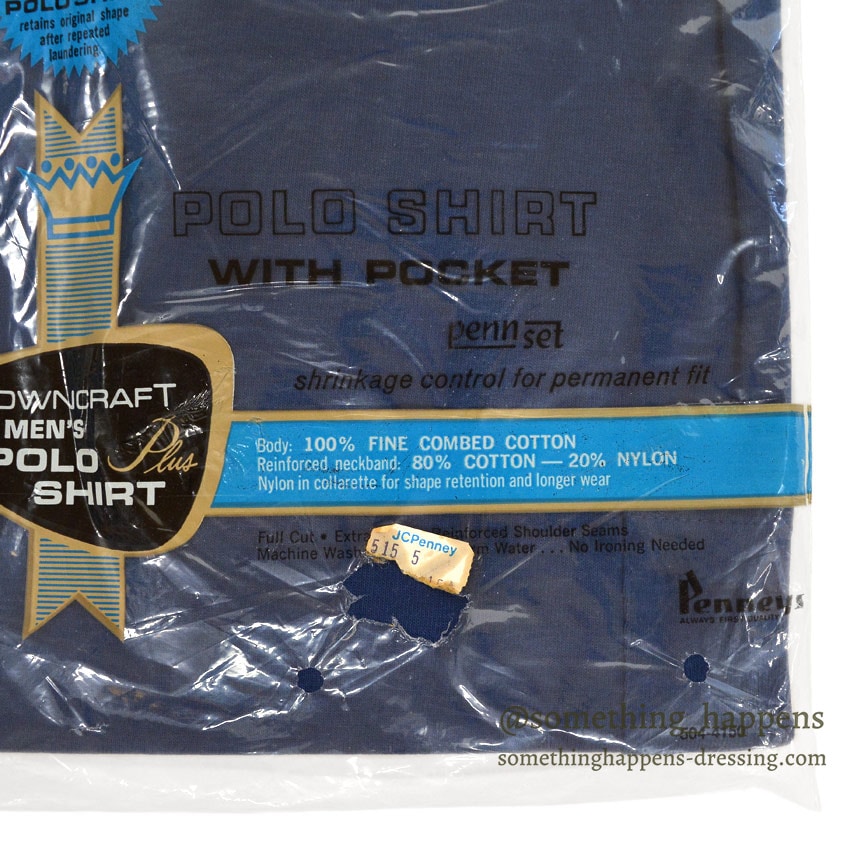 1960's DEADSTOCK TOWNCRAFT PENNEYS NAVY POCKET T-SHIRT... M