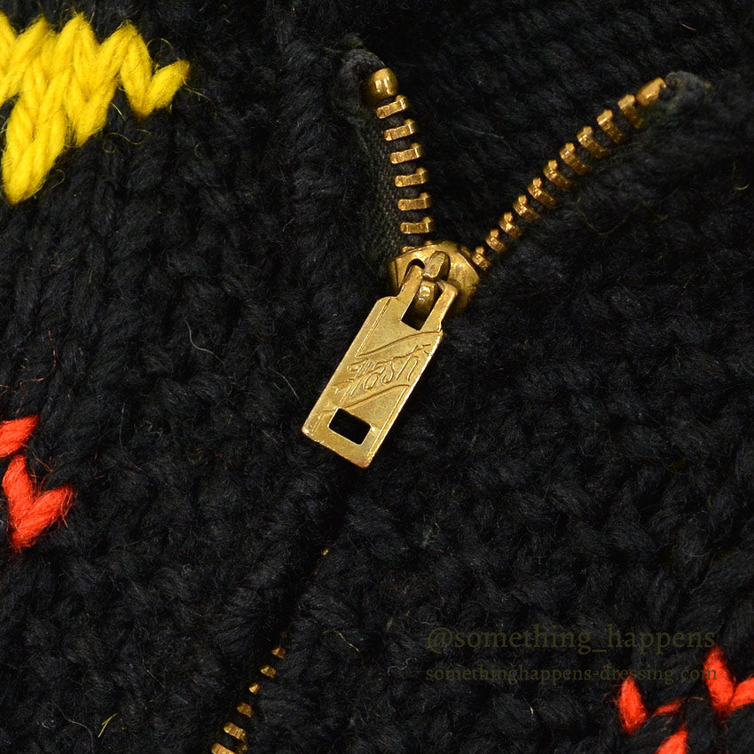 1950's INDIAN THUNDERBIRD HAND KNIT COWICHAN SWEATER BLACK...