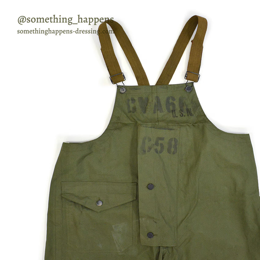 1940's USNAVY WW2 RAIN BIB OVERALL STENCIL... MEDIUM