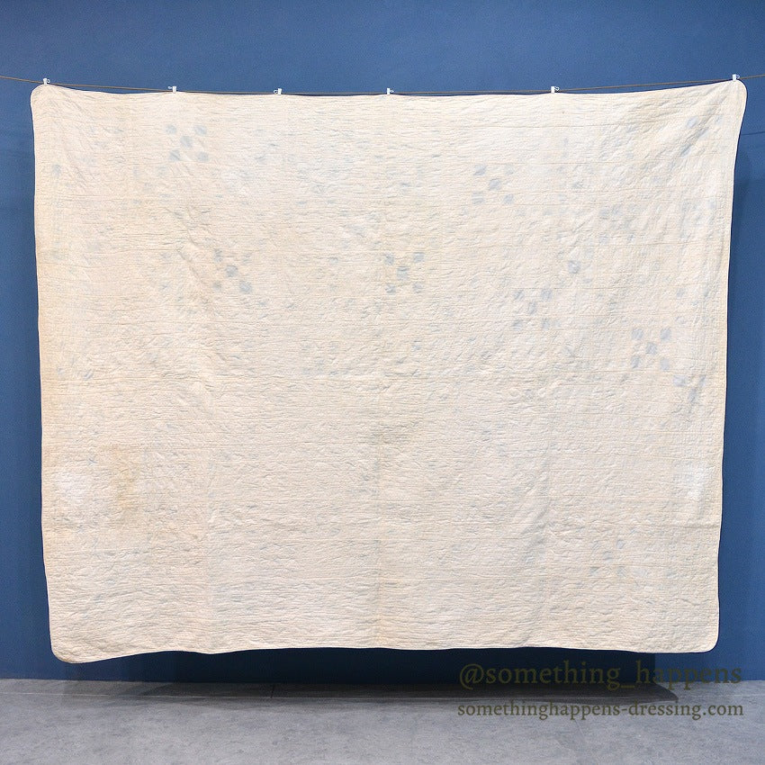 NINE PATCH INDIGO CALICO PATCHWORK QUILT... 202cm/168cm