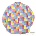 1990's J.CREW CRAZY COLOR PATCHWORK BD L/S SHIRT ... M