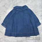 ~1920's ANTIQUE INDIGO STRIPE CALICO KIDS BLOUSE...
