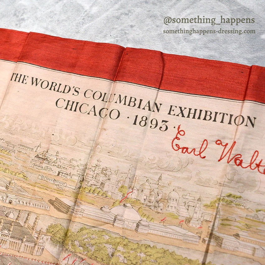 1890's~ THE WORLD'S COLUMBIAN EXHIBITION CHICAGO・1893・SILK SCARF...