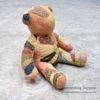 ANTIQUE CALICO PATCHWORK QUILTED TEDDY BEAR...