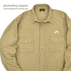 1980's DEERSKIN DOG EMBROIDERY CHAMOIS SHIRT... XL