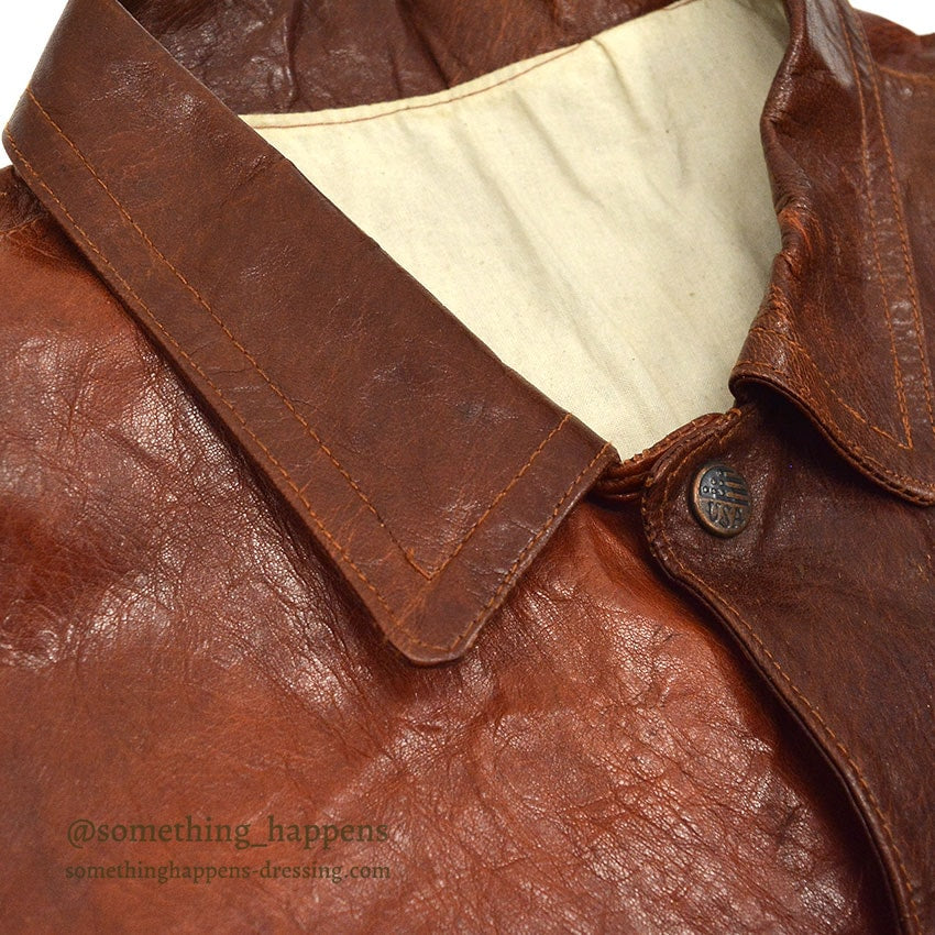 ~1980's UNKNOWN BROWN LEATHER JACKET TYPE 3RD ... Fits like 48