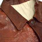 ~1980's UNKNOWN BROWN LEATHER JACKET TYPE 3RD ... Fits like 48