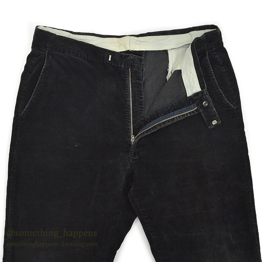 1960's BLACK CORDUROY SLACKS...W35/L28