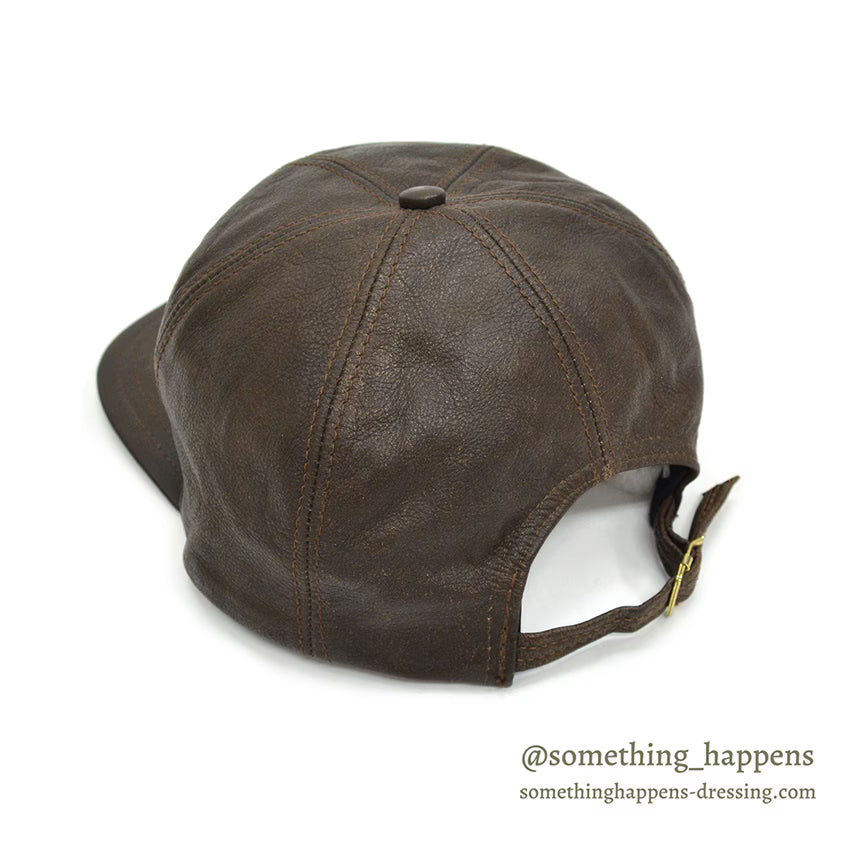 1980's DEADSTOCK ADVENTURE BOUND DARK BROWN LEATHER CAP...