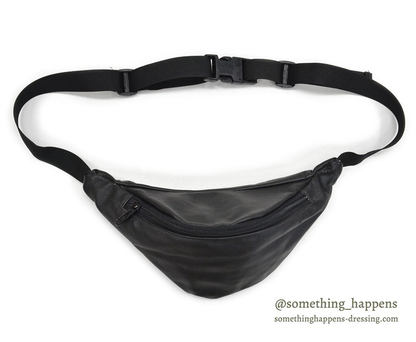 1980's LLBEAN LEATHER FANNY PACK BLACK...