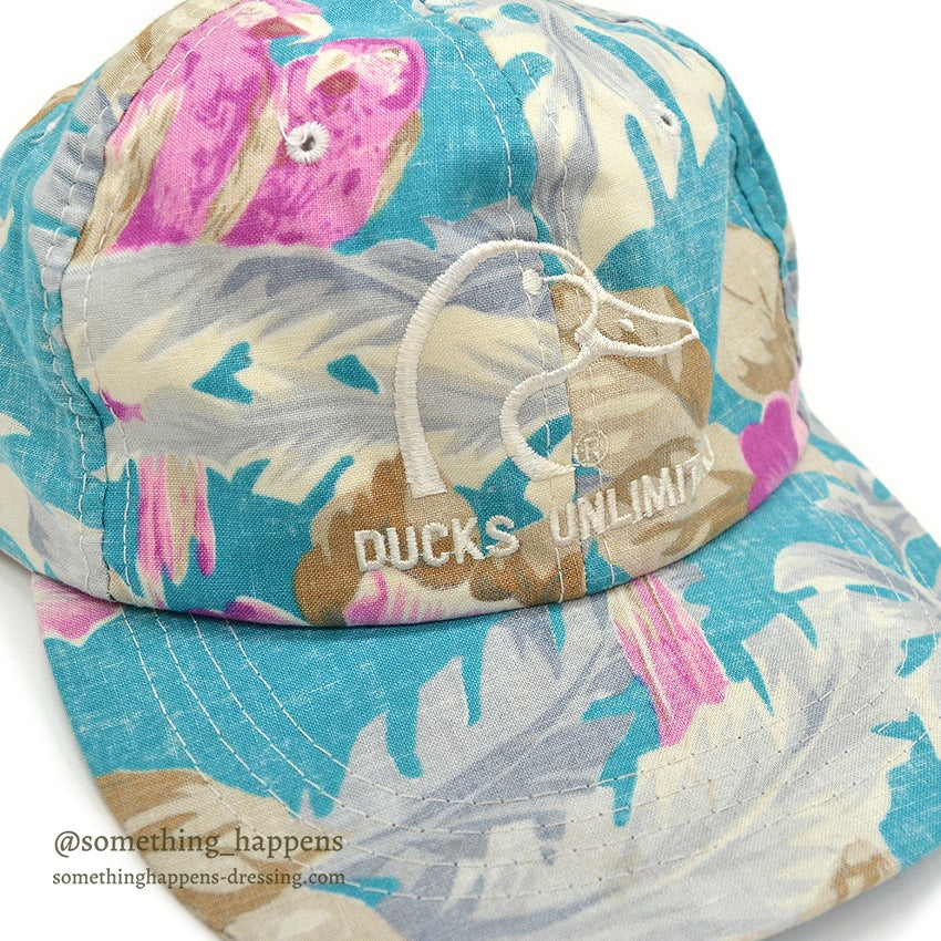 1990's DUCKS UNLIMITED FLORAL/BIRDS PRINT CAP...