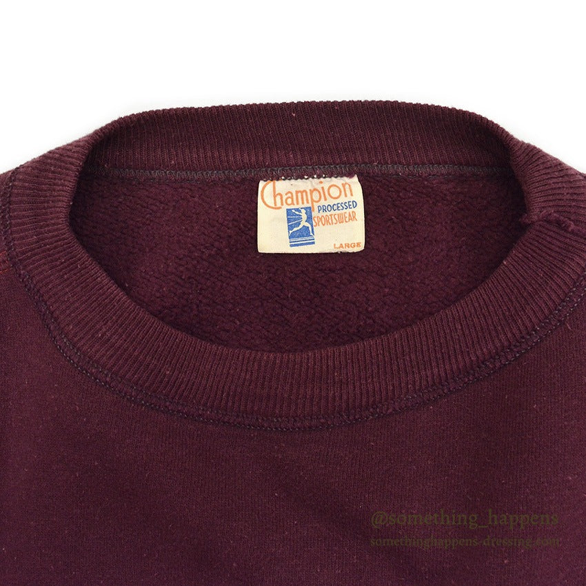 1940's~ CHAMPION CREWNECK BLANK SWEAT SHIRT MAROON ... LARGE