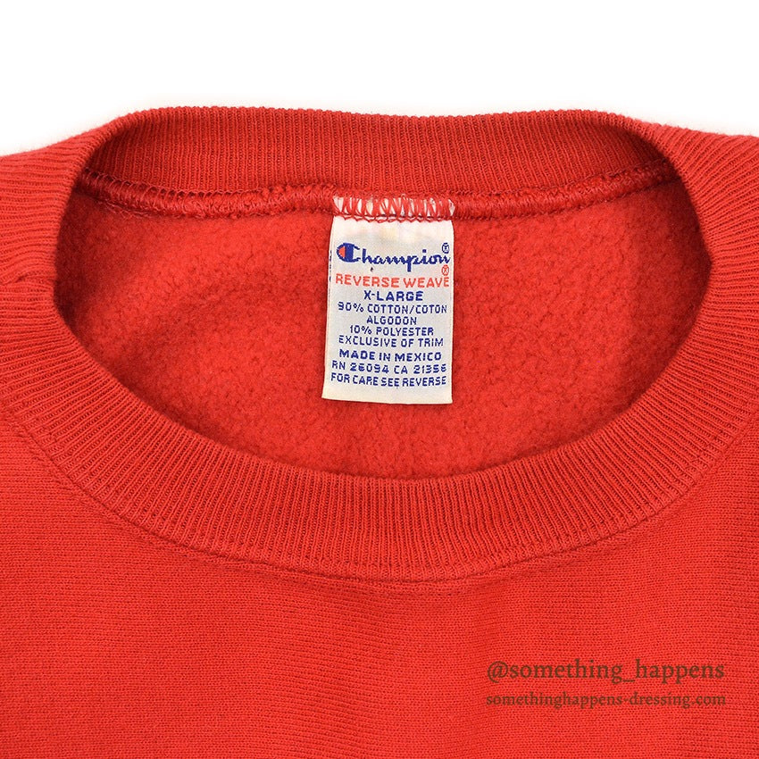 1990's CHAMPION REVERSE WEAVE BLANK SWEAT SHIRT RED/MINT ... X-LARGE