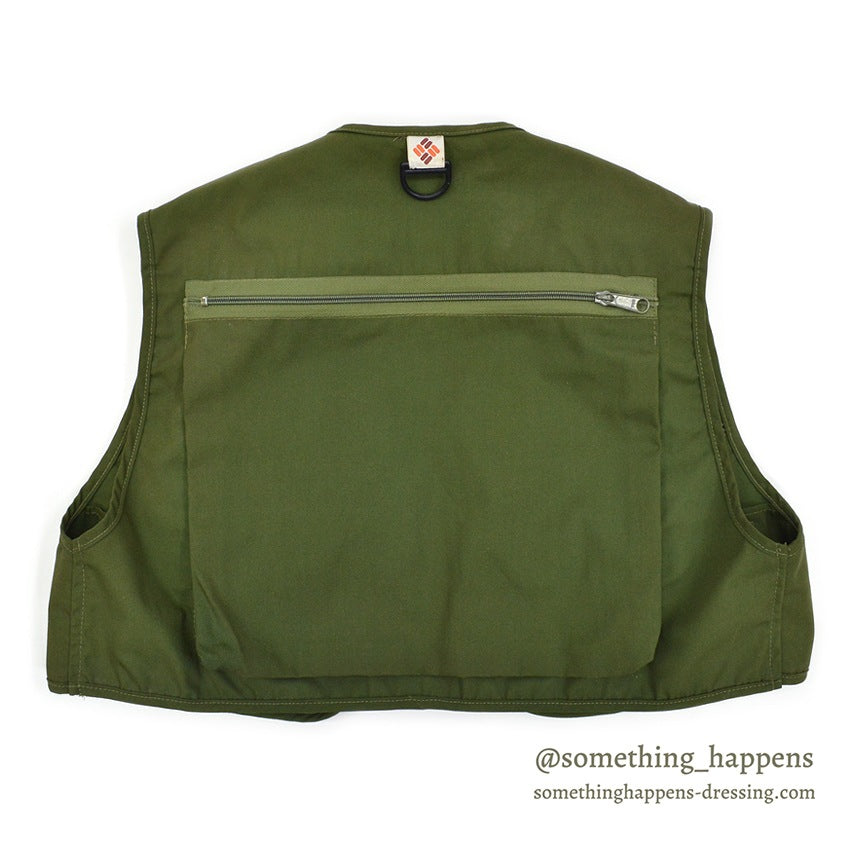 1980's COLUMBIA FISHING VEST OLIVE ... SMALL