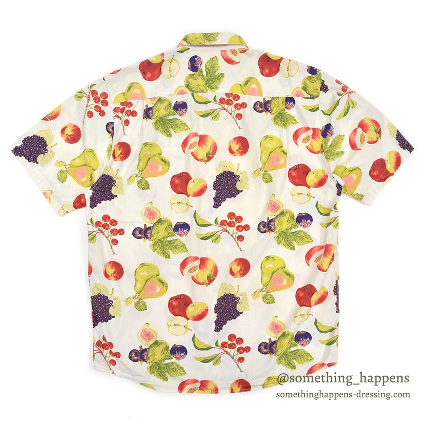 1980's BANANA REPUBLIC SAFARI & TRAVEL FRUIT PRINT S/S SHIRT ... M