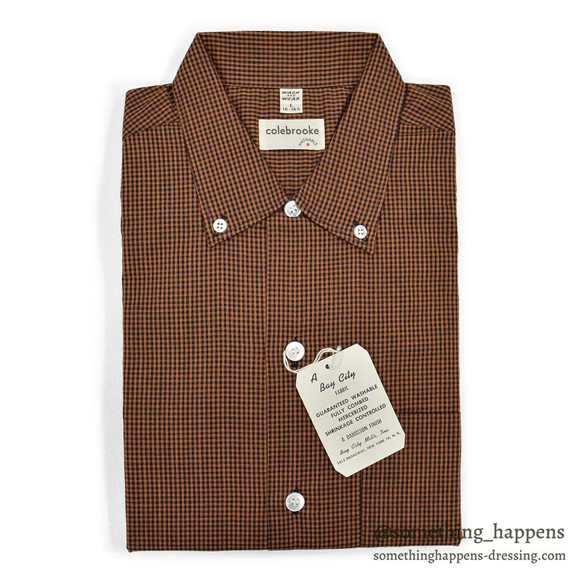 1950's~ DEADSTOCK COLEBROOKE BROWN/BLACK PIN CHECK L/S SHIRT... L