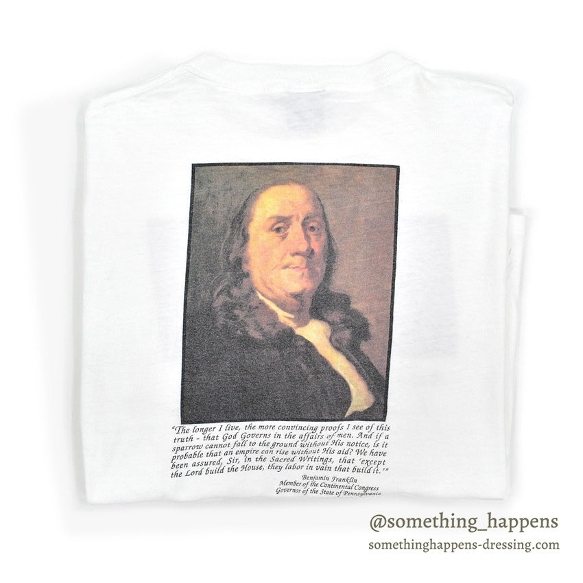 1990's ONEITA Benjamin Franklin PORTRAIT T-SHIRT... LARGE