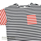 ~1980's JANTZEN BLACK / RED STRIPE POCKET T-SHIRT ... M