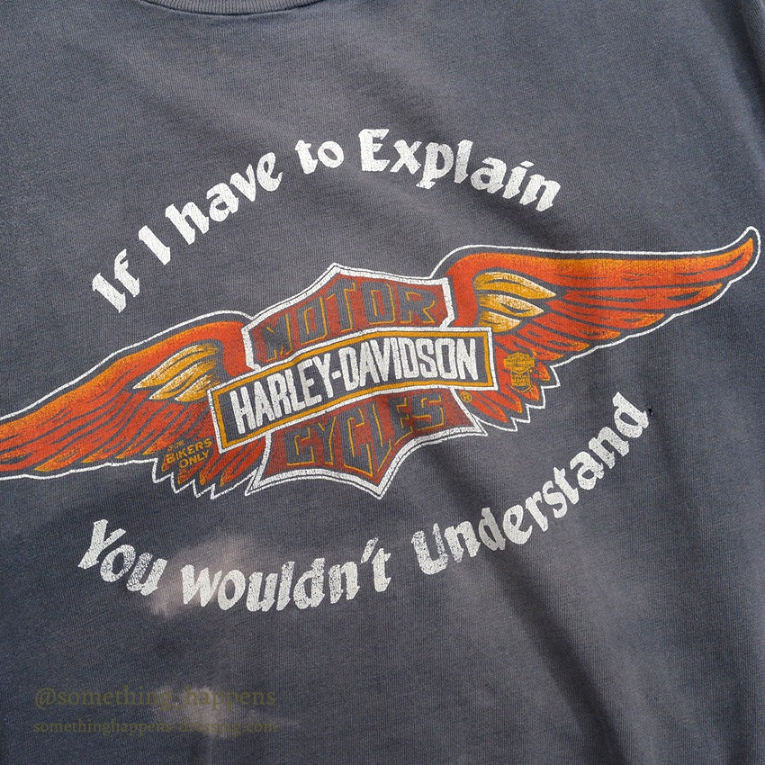 1980's HANES HARLEY-DAVIDSON FADED BLACK T-SHIRT ... L