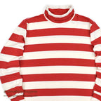 1990's LAND'S END COTTON TURTLE NECK L/S SHIRT RED/WHITE STRIPE ... XL
