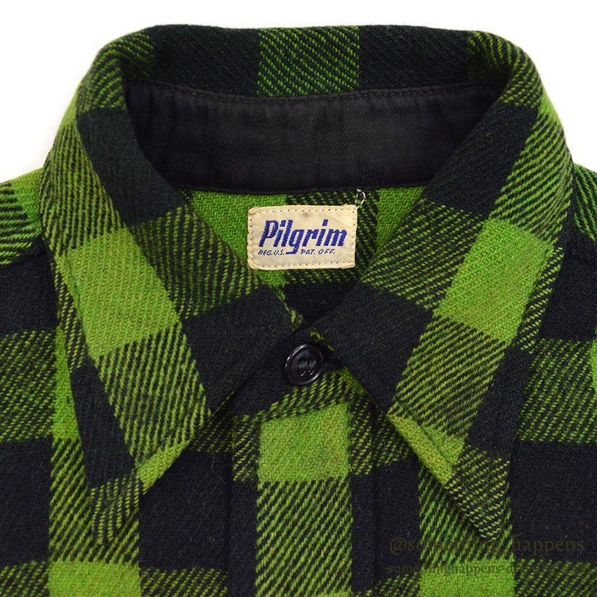 1950's PILGRIM GREEN/BLACK WOOL SHIRT UNUSUAL...