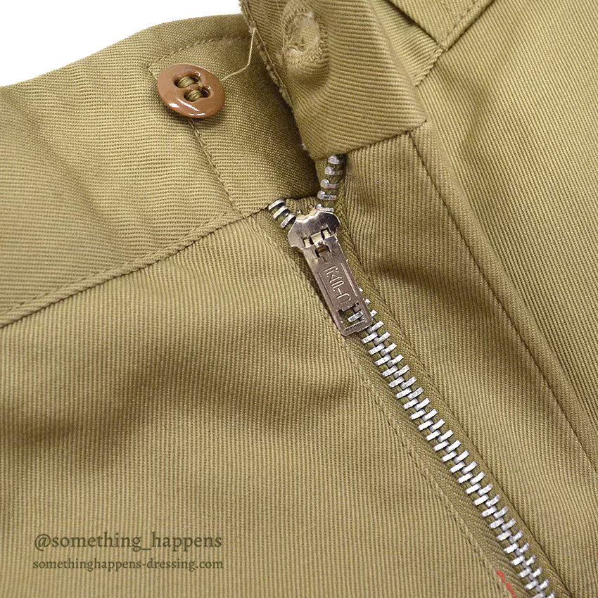 1960's DEADSTOCK USARMY TROUSERS, MEN'S, COTTON KAHKI SHADE-1 ... W33/L29